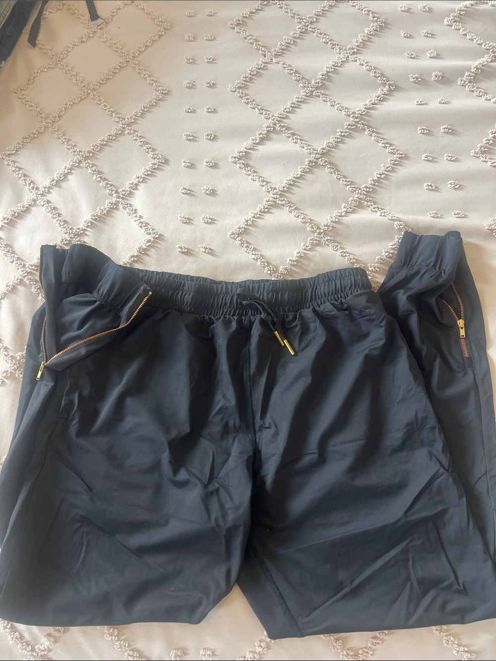 ZYIA ladies Black Performance Joggers with Gold Zippers